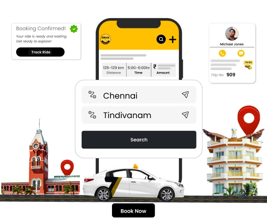 Book Car or Bus Rental for Tindivanam Trip from Chennai Book car or bus rental from Chennai to Tindivanam for a smooth and budget-friendly outstation trip.